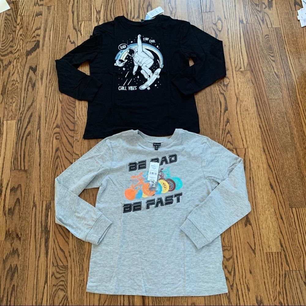 NWT New BLEACHED Lot 2 Gray Black Tees Bike & Skate Skateboard Boys XXL 18